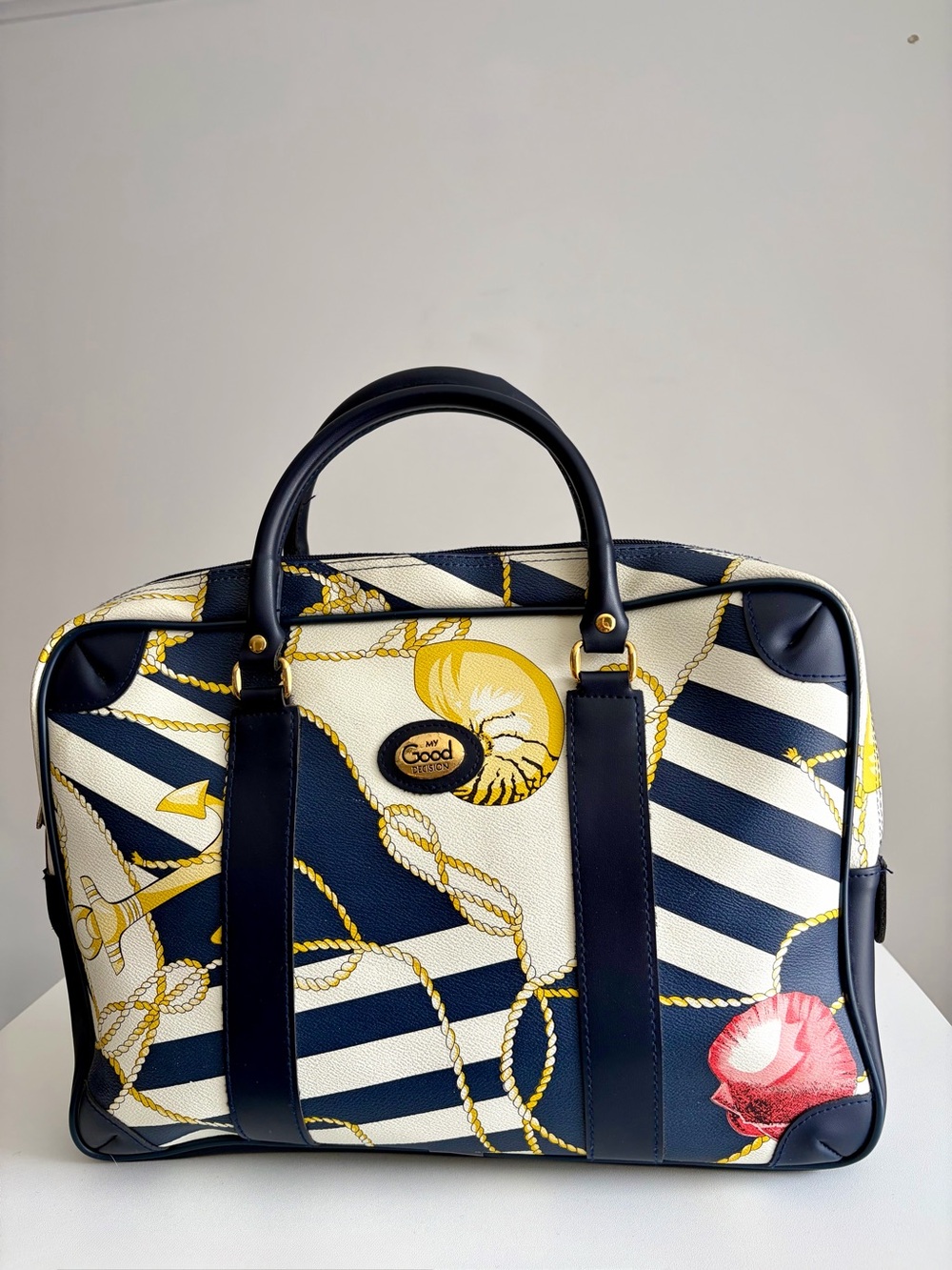 Vintage 1990s - My Good Decision - Nautical Scarf Satchel Tote - Picture 2 of 9